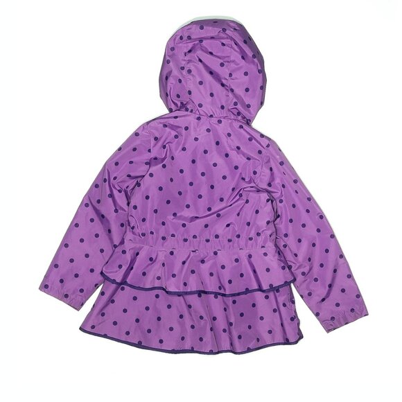 London Fog Girls Purple with Polka Dot Fleece-Lined, Rain Jacket Coat, Size 6X - Picture 2 of 4